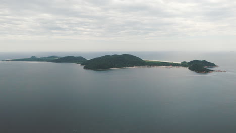 Aerial-view-of-Ilha-do-Mel,-famous-destination-on-the-coast-of-Paraná,-Brazil,-ecological-park