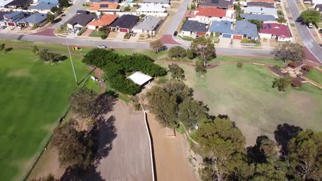 Aerial-flyover-park-redevelopment-into-all-abilities-playground,-Riverlinks-Park-Clarkson-Perth