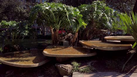 Unique-four-layered-fountain-in-Hyde-Park,-Sydney,-Australia