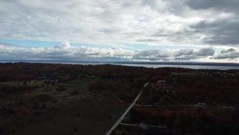 Aerial-shot-of-the-road-by-a-coastline