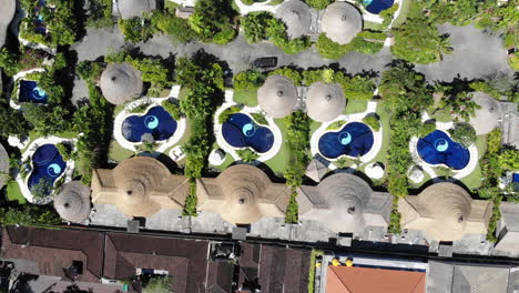 Aerial-view-directly-above-Impiana-Private-Villas-resort-in-Seminyak,-Bali