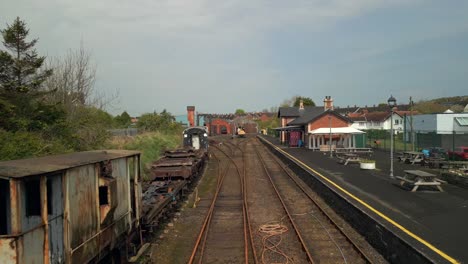 Flyover-of-Whitehead-Railway-Museum,-Northern-Ireland