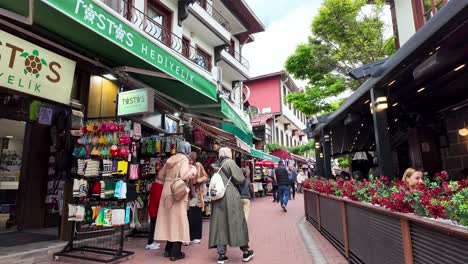 Ankara,-Türkiye:-Walking-through-Ankara's-trendy-neighborhood,-where-restored-traditional-houses-have-been-transformed-into-cafes-and-local-goods-shops