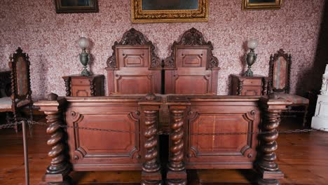 Intricately-carved-wooden-bed-in-Trakoscan-Castle's-ornate-Count-Bedroom