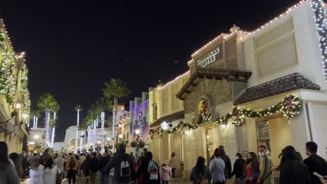 People-walkig-at-Universtal-Studios-Hollywood-at-night