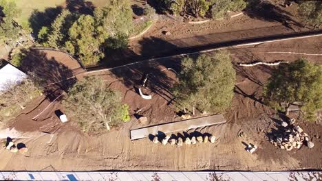 Birds-eye-view-over-flood-damage-to-all-abilities-playground-development-at-Riverlinks-Park-Clarkson,-Perth