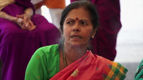 A-Hindu-woman-with-a-bindi-on-her-forehead-at-a-religious-ritual