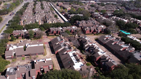 Aerial-View-of-Typical-American-Residential-Suburban-Neighborhood-on-Sunny-Day