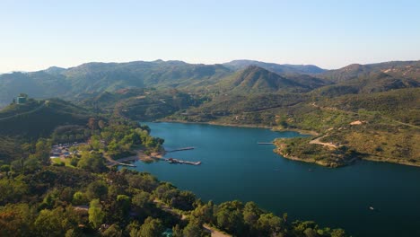 Dixon-Lake-Over-Escondido,-San-Diego-California,-United-States-Surround-Forest-Mountain