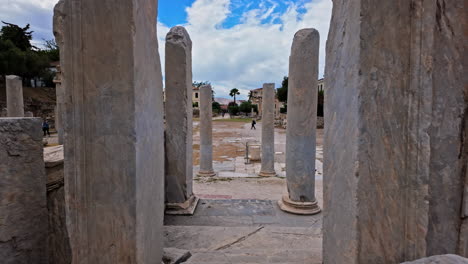 The-Roman-Agora-at-Athens-north-of-the-Acropolis---slow-motion-push-in