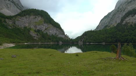 Green-Colour-Lake-Surface-Ripples-in-Gosausee-Region-on-Gloomy-Day
