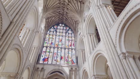 Spacious-Cathedral-Interior-stained-glass-window-and-Norman-arches