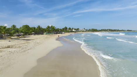 Long-Sandy-Shore-In-Tropical-Beach-Of-Punta-Cana,-Dominican-Republic