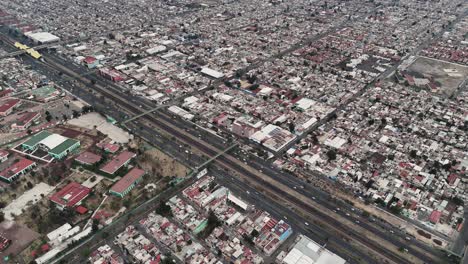 Streets-and-roads-of-Ecatepec-seen-from-the-sky,-neighborhoods-of-Mexico-City-suburbs