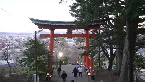 Autumn-season-and-Mt-Fuji,-Arakurayama-Sengen-Park-in-Fujiyoshida,-Yamanashi-prefecture,-Japan