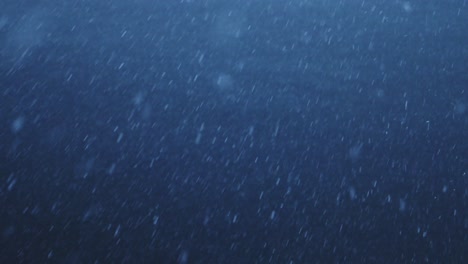 Snow-Snowing-Close-Up-Detail-with-Ocean-Sea-Water-in-Dark-Blue-Scene-in-Antarctica-on-Antarctic-Peninsula-in-Winter,-Snowflakes-Falling-in-Snow-Blizzard