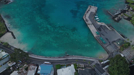 Kailua-Kona-Hawaii-Blue-Water-Morning-Drone-Shot-May-2024---Clip-03