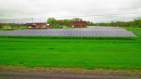 Establisher-aerial-of-Solar-panels-installation-in-Rittman,-Ohio,-USA