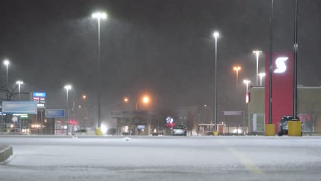 Starker-Schneesturm-In-Quebec,-Kanada,-Statische-Nachtaufnahme