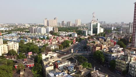 Vista-Aérea-De-La-Ciudad-De-Kolkata-Con-El-Edificio-Bsnl-En-Ultodanga