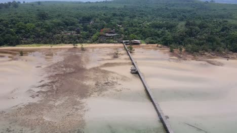 Aerial-View-Of-Long-Cinnamon-Boardwalk-At-Koh-Mak,-Thailand