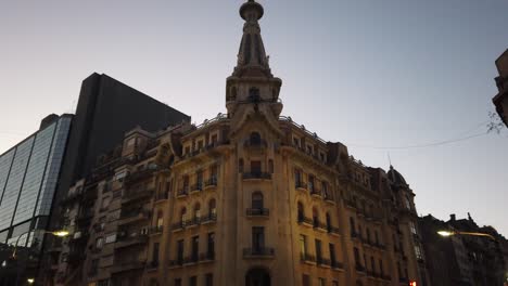 Dusk-at-buenos-aires-city-sunset-skyline-with-el-molino-traditional-architecture