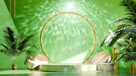 Produktanzeige-Für-E-Commerce-Verkaufsrabatt-Beauty-Spa-Resort-Konzept-Und-Schmuck-Gold-Und-Silber-3D-Rendering-Animation-Für-Online-Warenkorb