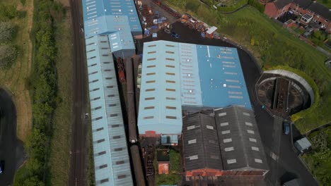 Flyover-of-Whitehead-Railway-Museum,-Northern-Ireland