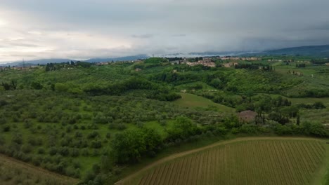 4K-Drohnenaufnahme-Toskanischer-Weinberge-Entlang-Der-Landwege