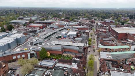 High-street-Solihull-West-Midlands-UK-drone,aerial