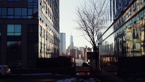 Zoom-Auf-Den-Freedom-Tower-Vom-Wohngebiet-Williamsburg-Aus