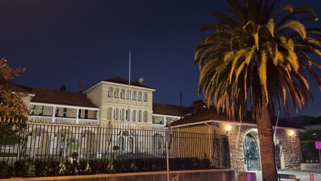 Exterior-Perth-Mint-Western-Australia-with-palm-tree-at-night