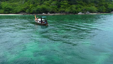 Long-Tail-Boat-at-Bamboo-Island,-Tropical-Tourist-Destination