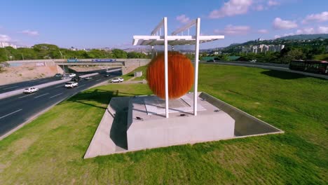 Drone-video-of-'Esfera-Caracas',-also-known-as-'Esfera-de-Soto'-by-the-locals,-in-Caracas,-Venezuela