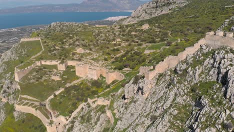 Acrocorinth-Fortress-Overlooking-City-And-Gulf-Of-Corinth-In-Greece