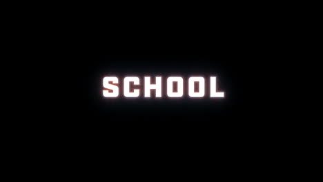 4k-Textanzeige-Des-Wortes-„Schule“-Auf-Schwarzem-Hintergrund