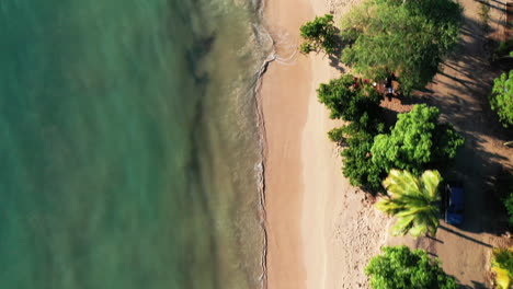 Drone-fly-over-Grande-Anse-Des-Salines-Beach-in-Martinique