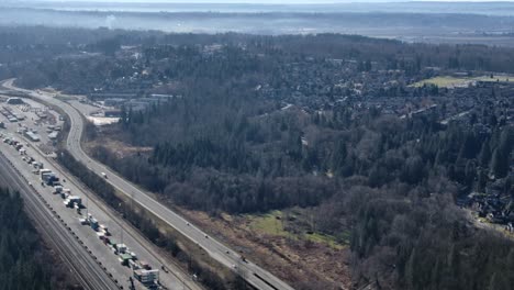 Construction-Works-on-Highway-Aerial-View---Sunny-Day