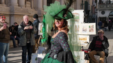 Venice,-Italy-February-18-2017:-Carnival-mask-and-costume-poses-in-Saint-Mark's-square