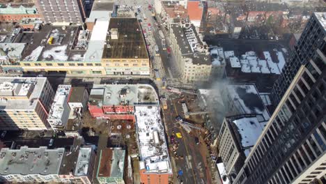 Smoke-From-Abandoned-Apartment-Building-Burnt-By-Devastating-Fire-In-Downtown-Area