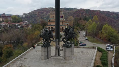 Aerial-footage-of-Asen-dynasty-in-Veliko-Tarnovo-during-the-autumn