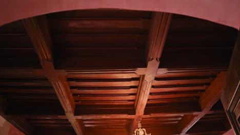 Baroque-wooden-ceiling-detail-in-the-Baroque-Room-of-Trakošćan-Castle,-Croatia