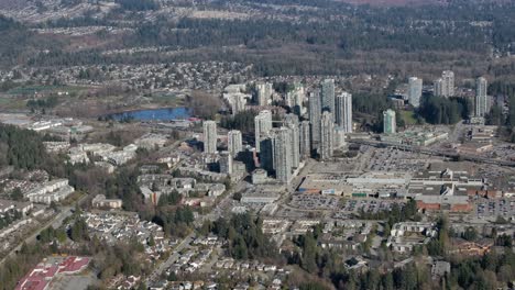 High-Rise-Buildings-in-Coquitlam-Urban-Center-on-a-Sunny-Day-AERIAL