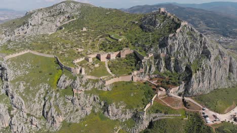 Monolithic-Rock-And-Walled-Gates-Of-Acrocorinth-In-Corinth,-Greece