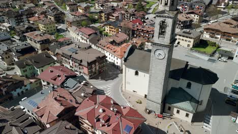 Aerial-Overhead-View-Of-Church-of-San-Lorenzo-In-Pinzolo