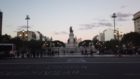 Busy-square-in-front-of-National-Congress-Building-in-Buenos-Aires,-Argentina