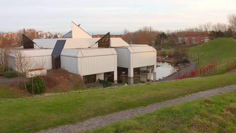 The-modern-art-museum-LAAC-with-its-white-ceramic-architecture-in-Dunkirk,-France