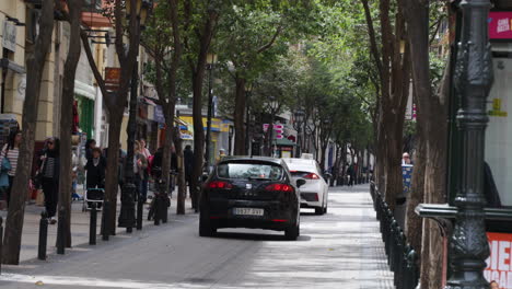 Calle-Don-Jaime-En-Zaragoza-Llena-De-Coches-Y-Peatones-Bajo-Un-Dosel-De-árboles