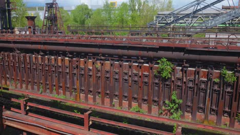 Closeup-shot-of-old-Völklingen-Ironworks-Industry-in-Saarbrücken,-Germany-during-daytime