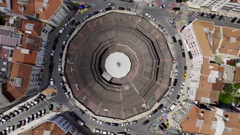 Drone-footage-top-shot-of-Arroios-market-in-Lisbon